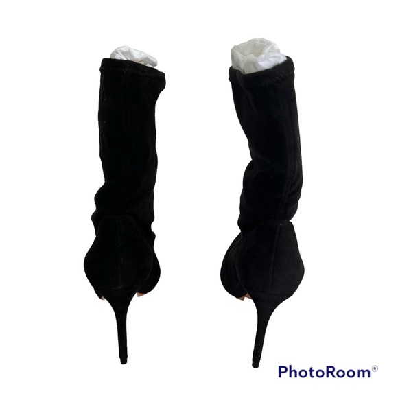 Schutz Mislane Sock Stiletto Booties in Black Suede Womens Size 6.5 - Picture 4 of 8
